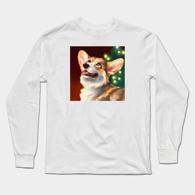 Cute Pembroke Welsh Corgi Drawing Long Sleeve T-Shirt by Play Zoo